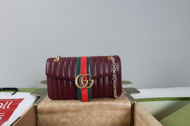 Gucci Jetset GG Marmont medium shoulder bag A005XW  burgundy