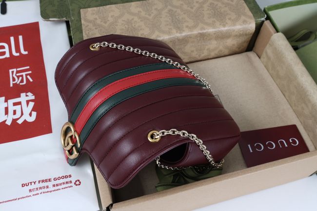 Gucci Jetset GG Marmont small shoulder bag A006X1 burgundy