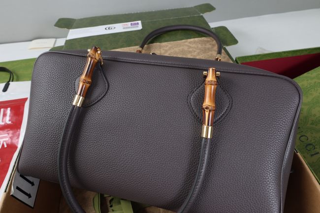 Gucci Large boston bag with bamboo A006OD gray