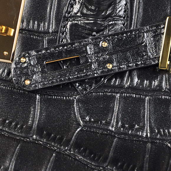 Hermes Birkin 30CM Tote Bags Black Crocodile Leather Gold