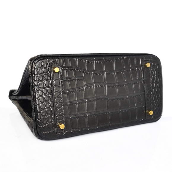 Hermes Birkin 30CM Tote Bags Black Crocodile Leather Gold