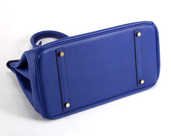 Hermes Birkin 35CM Smooth Leather Handbag 6089 Dark Blue Golden