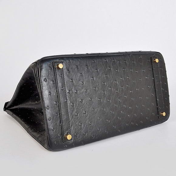 Hermes Birkin 35CM Tote Bags Ostrich Togo Leather Black Golden