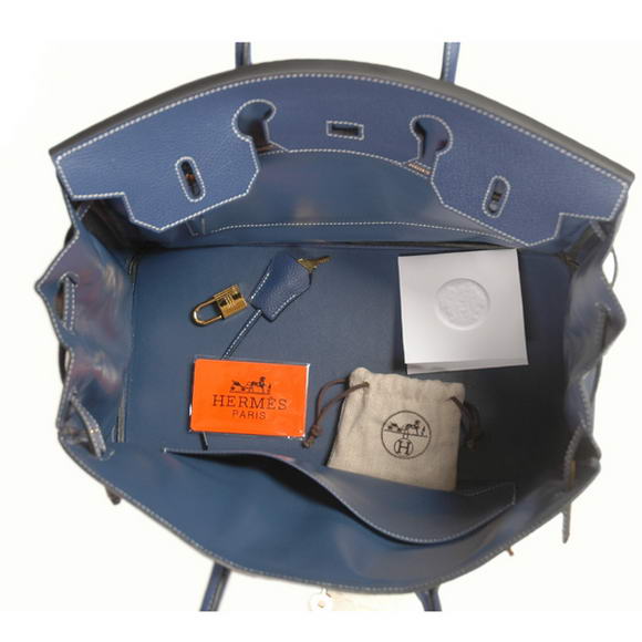 Hermes Birkin 35CM Tote Bags Smooth Togo Leather Dark Blue Golden