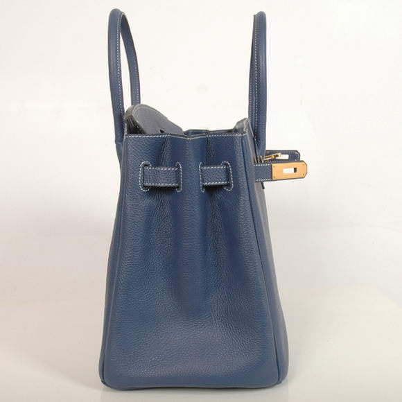 Hermes Birkin 35CM Tote Bags Smooth Togo Leather Dark Blue Golden