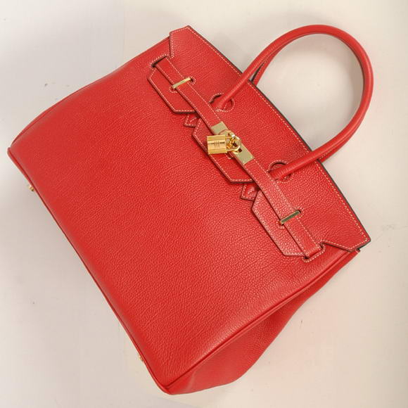 Hermes Birkin 35CM Tote Bags Smooth Togo Leather Red Golden