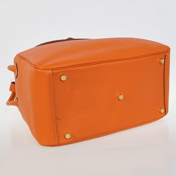 Hermes Lindy 30CM Havanne Handbags 1057 Orange Leather Golden Hardware