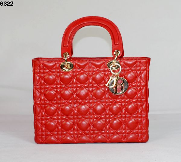 Christian Lady Dior Red Lambskin Bag 6322 Gold Christian Lady Dior Red Lambskin Bag 6322 Gold