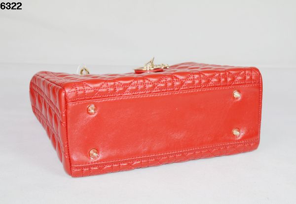 Christian Lady Dior Red Lambskin Bag 6322 Gold Christian Lady Dior Red Lambskin Bag 6322 Gold