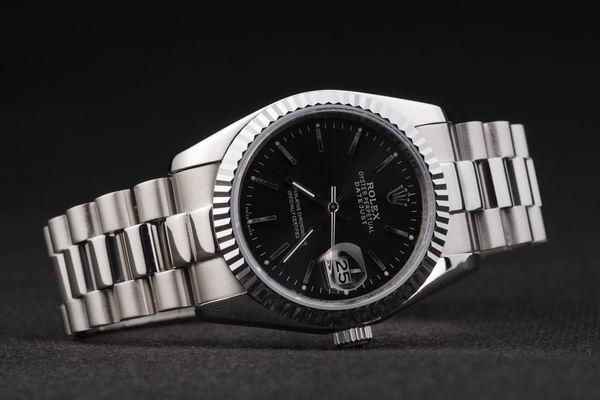 Rolex Datejust Silver Black Stainless Steel Watch-RD2411