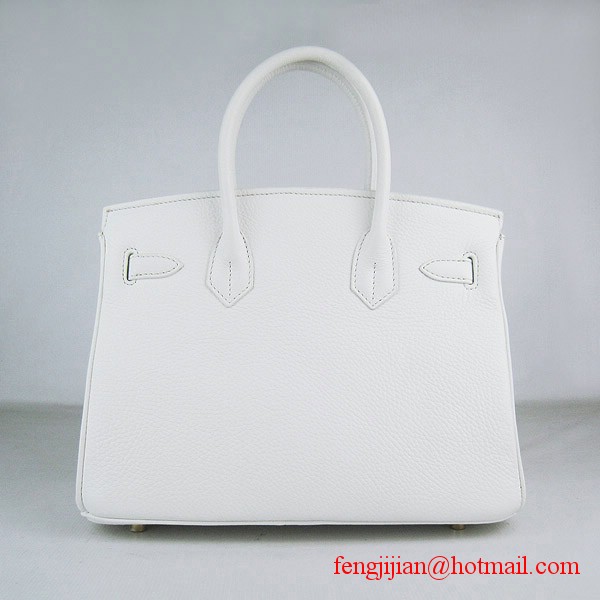 Hermes Birkin 30cm Togo Leather Bag White 6088