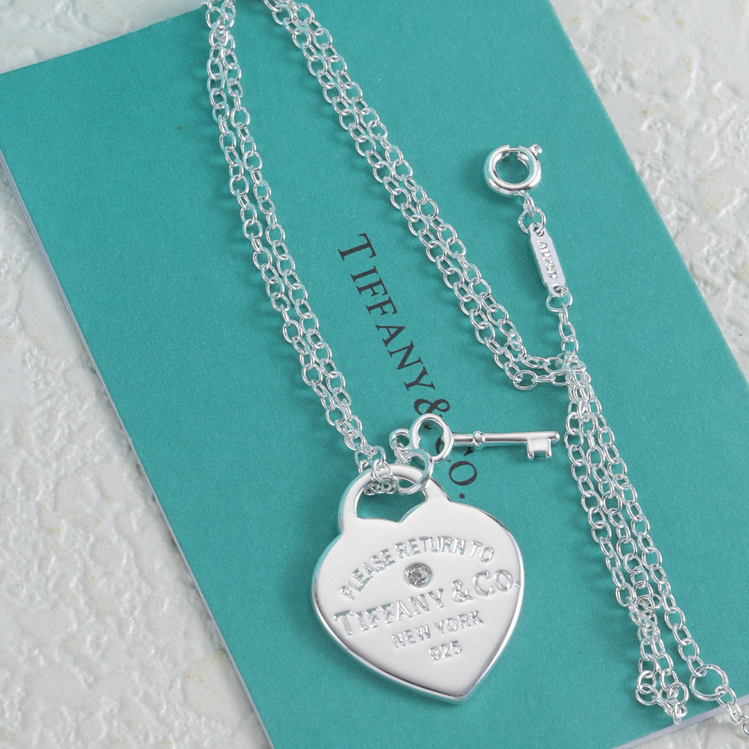 Tiffany Heart Tag and Key Necklace TF80765 