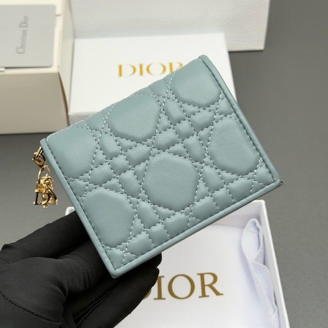 LADY DIOR LOTUS WALLET CANNAGE LAMBSKIN S0178 blue