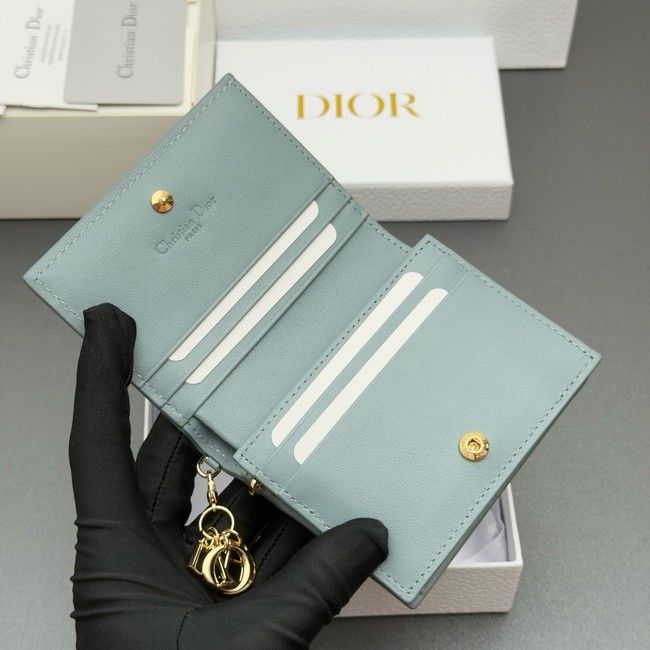 LADY DIOR LOTUS WALLET CANNAGE LAMBSKIN S0178 blue