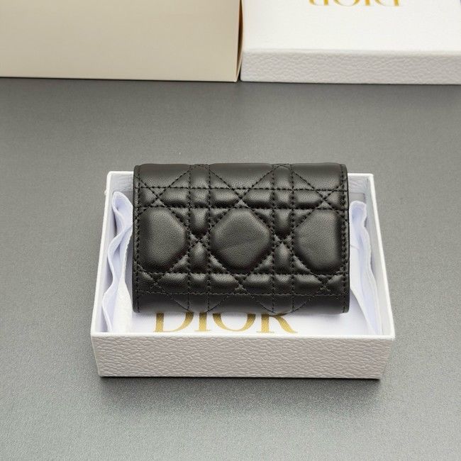 LADY DIOR LOTUS WALLET CANNAGE LAMBSKIN S2067 black