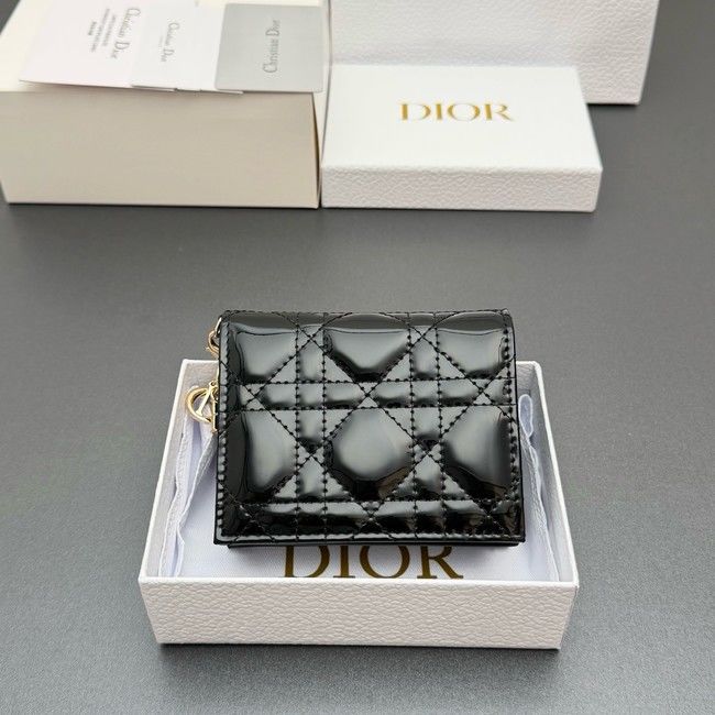 LADY DIOR LOTUS WALLET patent leather S0178 black LADY DIOR LOTUS WALLET patent leather S0178 black