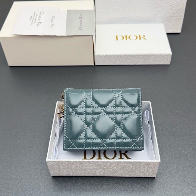 LADY DIOR LOTUS WALLET patent leather S0178 blue LADY DIOR LOTUS WALLET patent leather S0178 blue