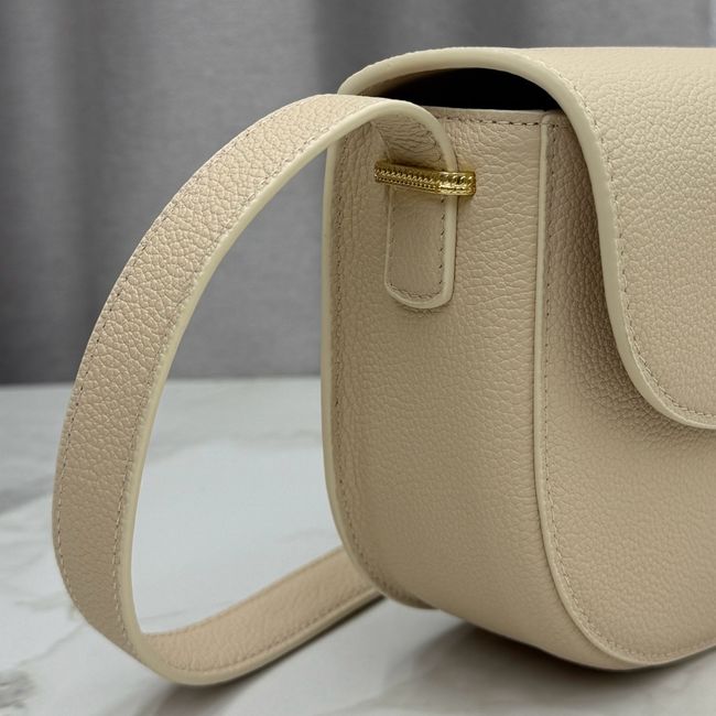Medium Dior Medaillon Flap Bag Grained Calfskin M3920QD  Apricot