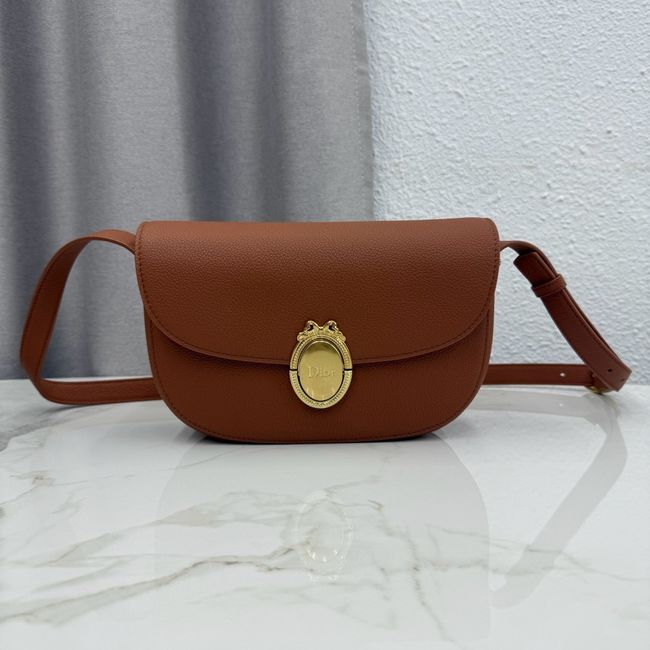 Medium Dior Medaillon Flap Bag Grained Calfskin M3920QD camel Medium Dior Medaillon Flap Bag Grained Calfskin M3920QD camel