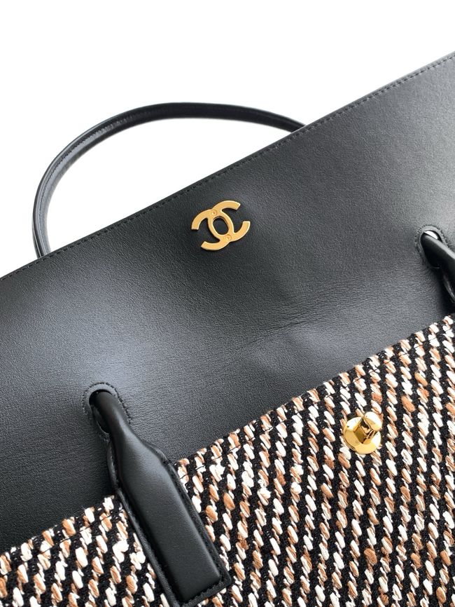 Chanel 26S Grained Calfskin Shopping Bag AS6289 black&Fabric