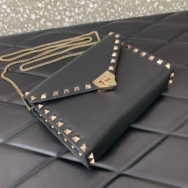 VALENTINO ROCKSTUD Small Calfskin Handbag VA088 black&gold