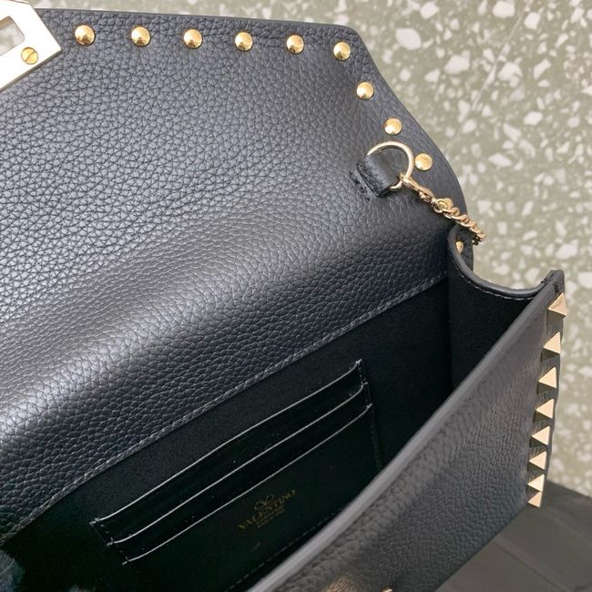 VALENTINO ROCKSTUD Small Calfskin Handbag VA088 black&gold