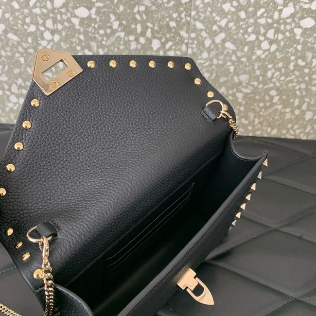 VALENTINO ROCKSTUD Small Calfskin Handbag VA088 black&gold