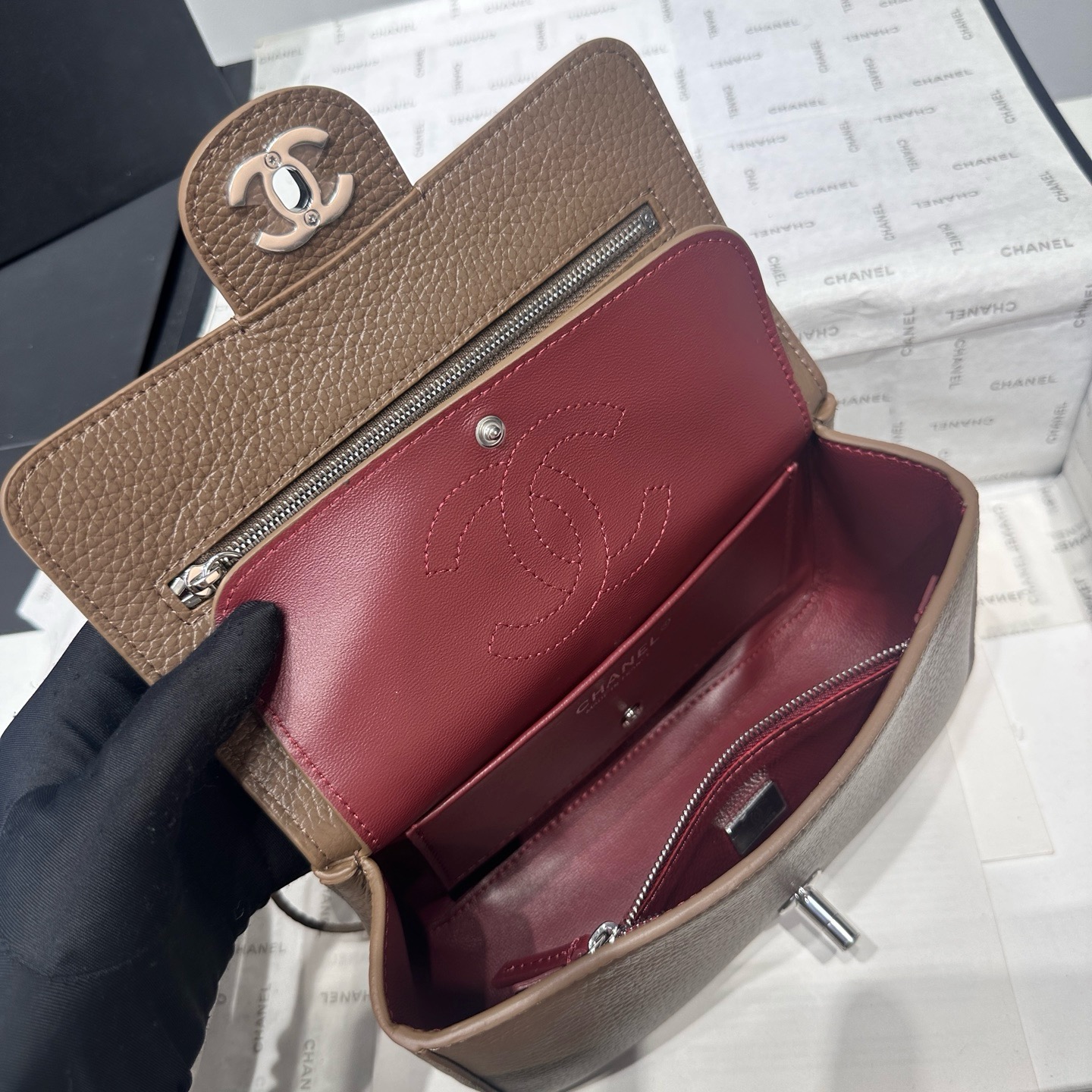 Chanel Mini Flap Bag AS6573 brown& Silver Chanel Mini Flap Bag AS6573 brown& Silver