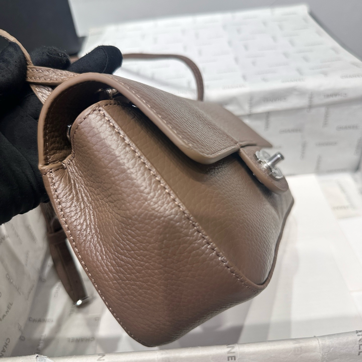 Chanel Mini Flap Bag AS6573 brown& Silver Chanel Mini Flap Bag AS6573 brown& Silver