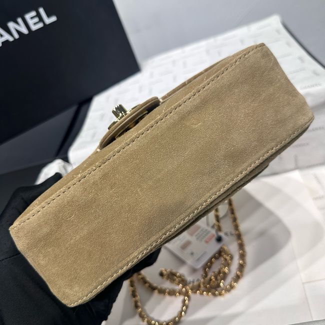 Chanel Suede Calfskin Shoulder Bag AS6627 Khaki Chanel Suede Calfskin Shoulder Bag AS6627 Khaki