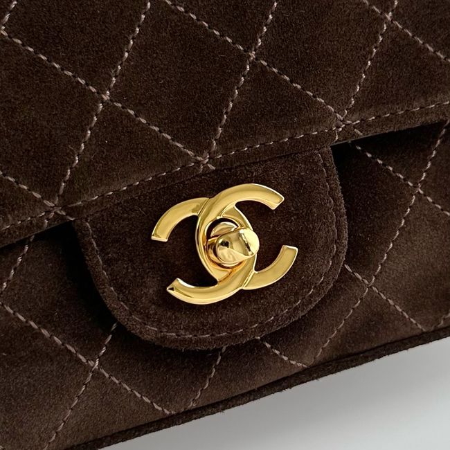 Chanel Suede Calfskin Shoulder Bag AS6627 brown