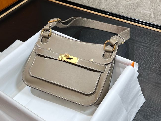 Hermes Jypsiere mini shoulder bag H088004 light gray &gold buckle Hermes Jypsiere mini shoulder bag H088004 light gray &gold buckle