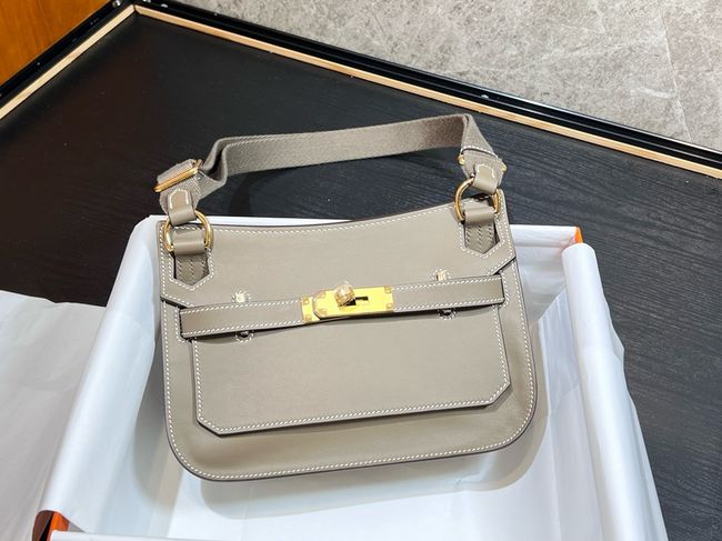 Hermes Jypsiere mini shoulder bag H088004 light gray &gold buckle