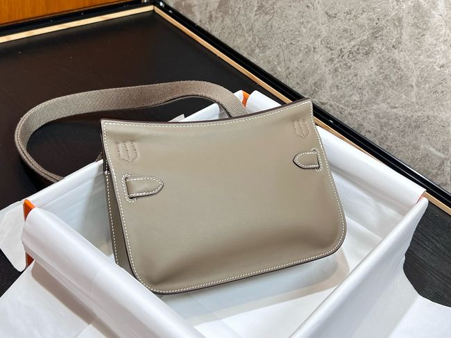 Hermes Jypsiere mini shoulder bag H088004 light gray &gold buckle