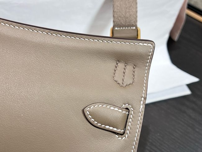 Hermes Jypsiere mini shoulder bag H088004 light gray &gold buckle