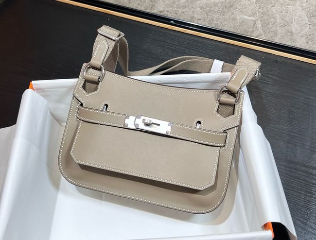 Hermes Jypsiere mini shoulder bag H088004 light gray &silver buckle Hermes Jypsiere mini shoulder bag H088004 light gray &silver buckle