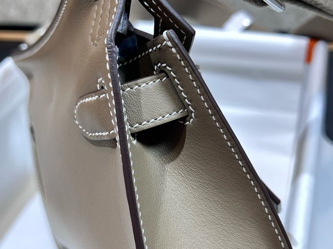 Hermes Jypsiere mini shoulder bag H088004 light gray &silver buckle Hermes Jypsiere mini shoulder bag H088004 light gray &silver buckle