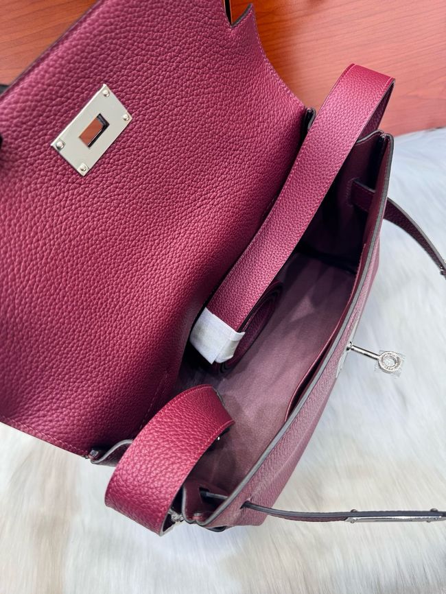 Hermes kelly messenger bag H08801 Wine Hermes kelly messenger bag H08801 Wine