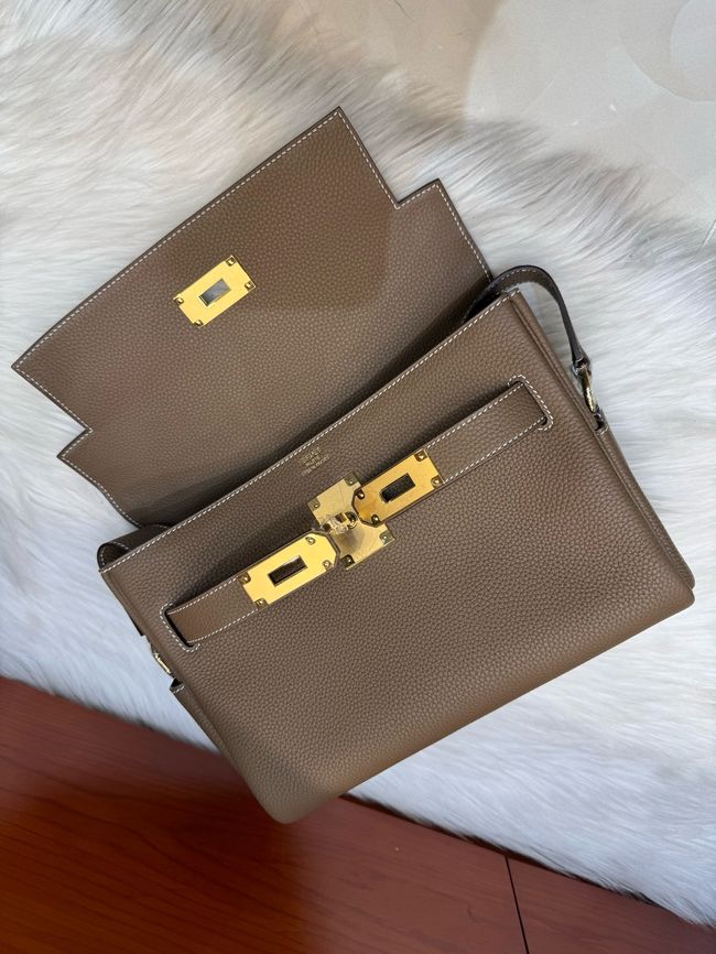 Hermes kelly messenger bag H08801 bark color Hermes kelly messenger bag H08801 bark color