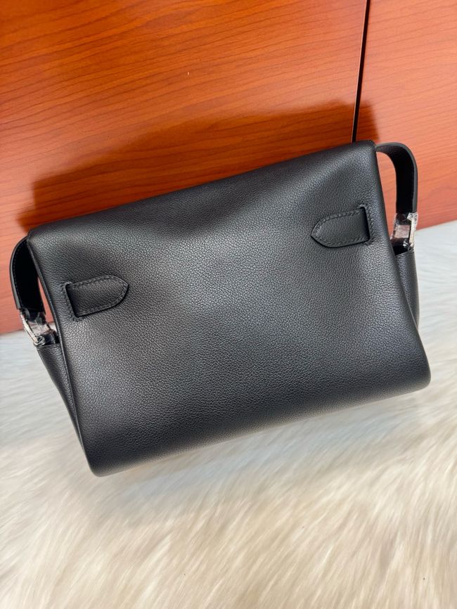 Hermes kelly messenger bag H08801 black Hermes kelly messenger bag H08801 black
