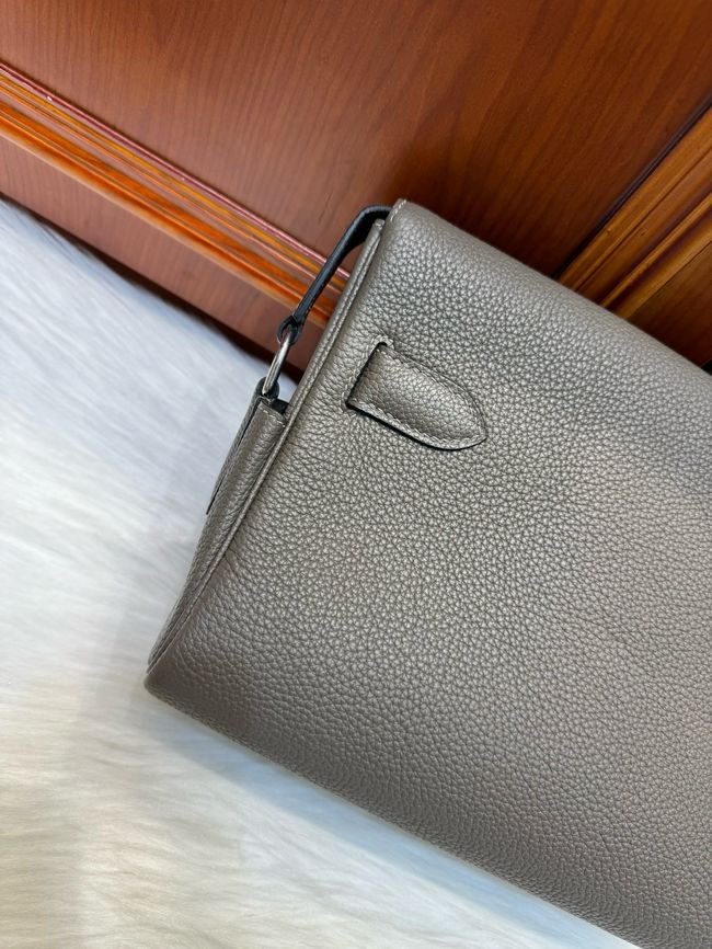 Hermes kelly messenger bag H08801 pewter gray Hermes kelly messenger bag H08801 pewter gray