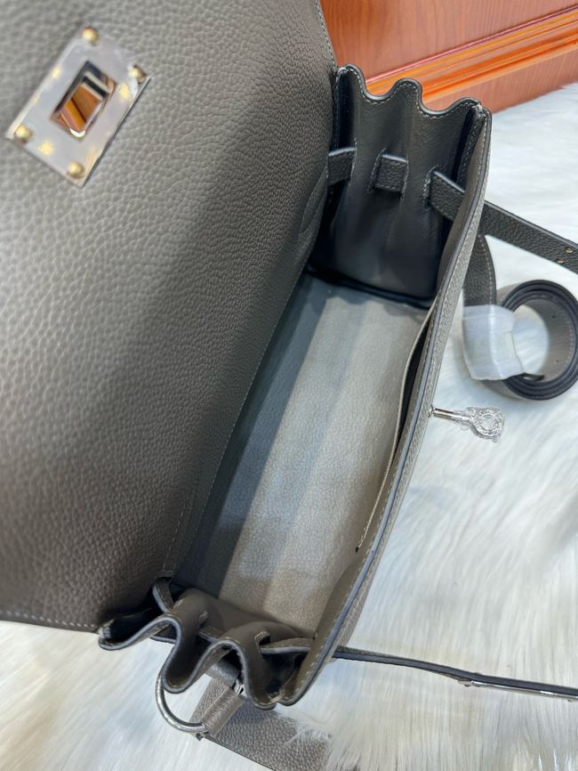 Hermes kelly messenger bag H08801 pewter gray Hermes kelly messenger bag H08801 pewter gray