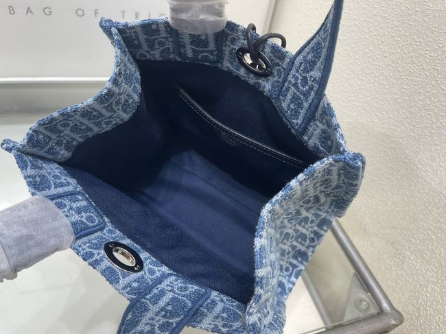 Dioriviera Small Spongy Book Tote Blue and White Spongy Dior Oblique Fabric M1460P