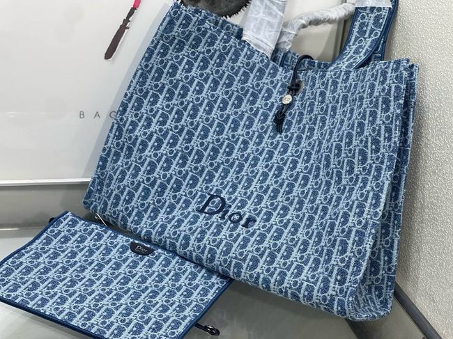 Dioriviera Large Spongy Book Tote Blue Spongy Dior Oblique Fabric M1462PD