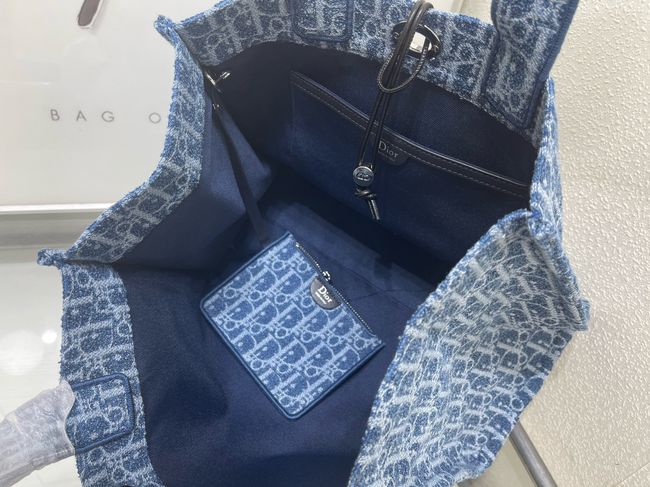 Dioriviera Medium Spongy Book Tote Blue Spongy Dior Oblique Fabric M1461PD