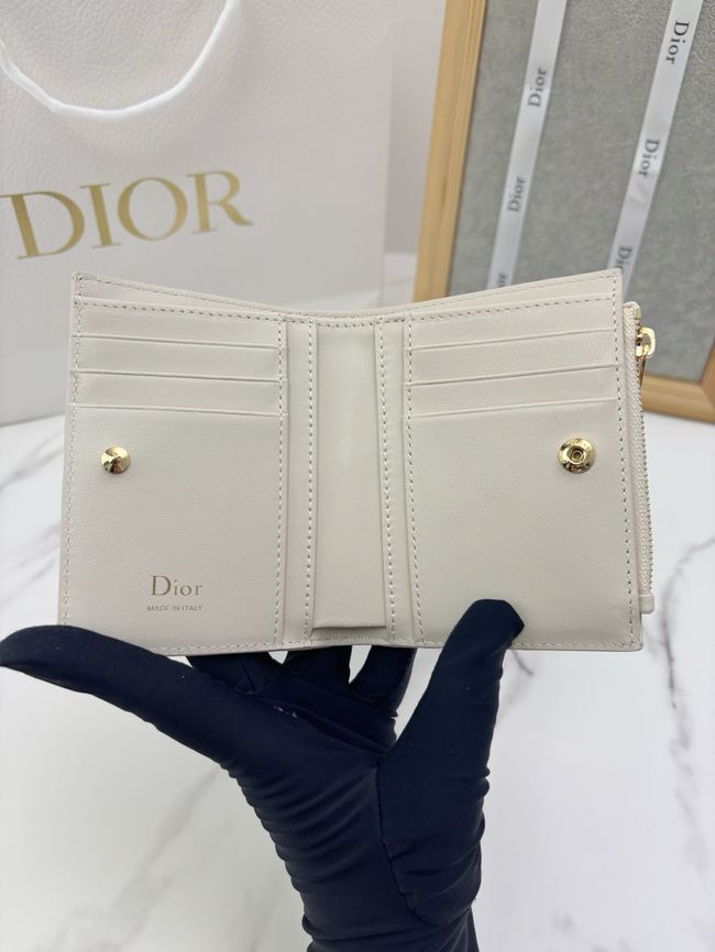 Lady Dior Dahlia Wallet Craie Cannage Lambskin S2065-1