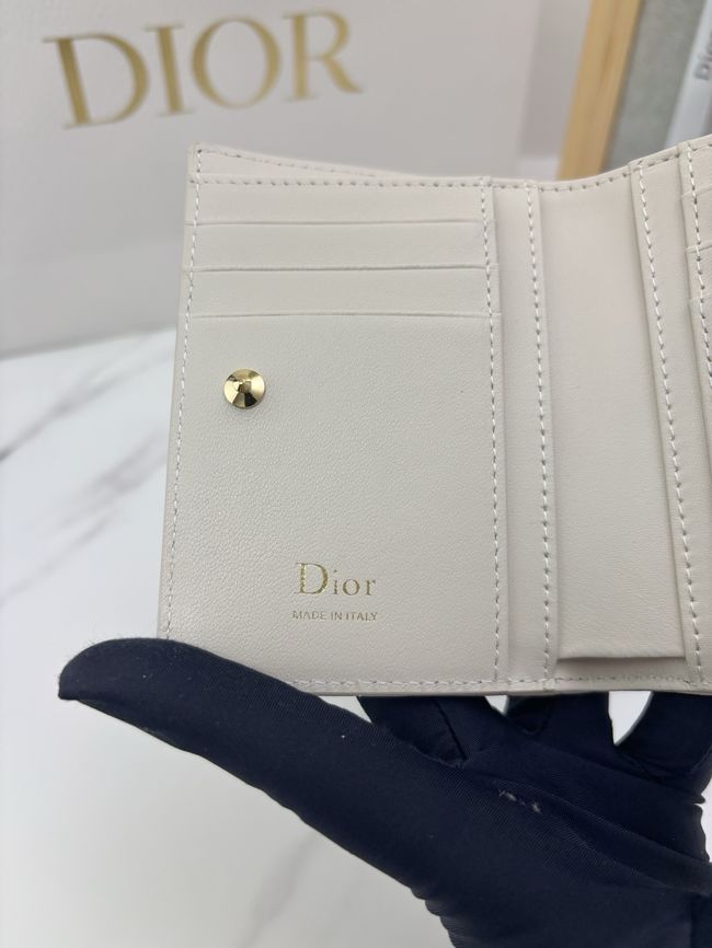 Lady Dior Dahlia Wallet Craie Cannage Lambskin S2065-1