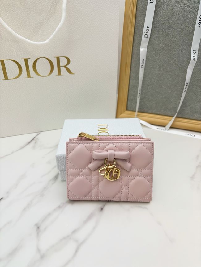 Lady Dior Dahlia Wallet Craie Cannage Lambskin S2065-5