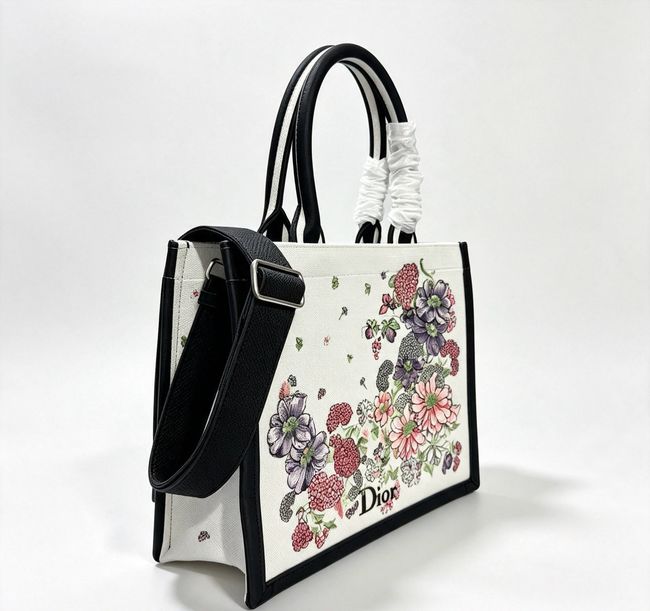 Medium Dior Book Tote with Strap Multicolor Dior Hortensia Garden Embroidery M1354PE Medium Dior Book Tote with Strap Multicolor Dior Hortensia Garden Embroidery M1354PE