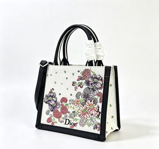 Small Dior Book Tote with Strap Multicolor Dior Hortensia Garden Embroidery M1404OEU Small Dior Book Tote with Strap Multicolor Dior Hortensia Garden Embroidery M1404OEU